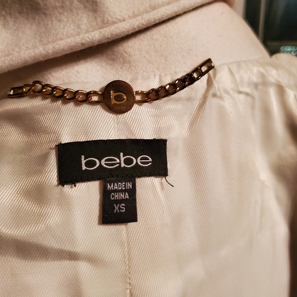 BeBe wool Winter White double-breasted coat with dramatic collar sz M - Picture 13 of 16
